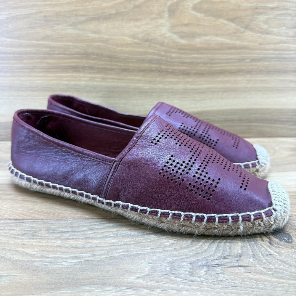Tory Burch Espadrilles Flats 10 M Agate Red Soft Leather Vacation Resort Summer - Picture 2 of 11